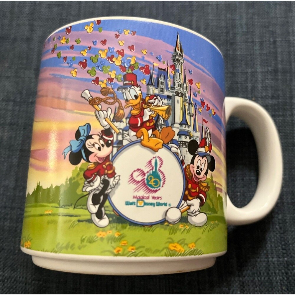 Disney Walt Disney World 20th Anniversary Mug Mickey Mouse Minnie Goofy Donald